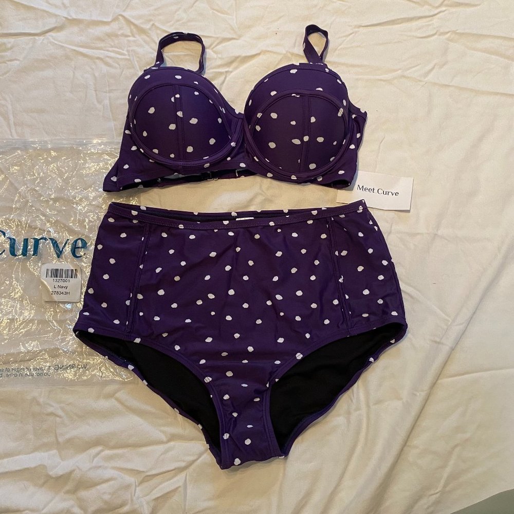 NWT Meet Curve Polka Dot High Waisted Bikini